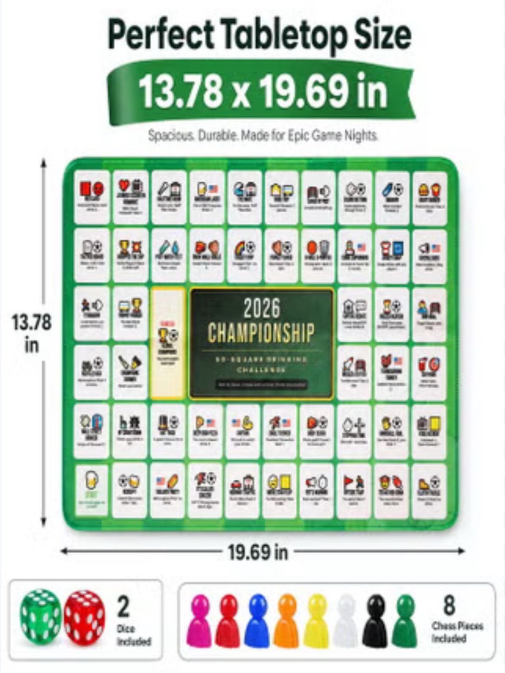 2026 Championship Drinking Challenge Board Game Mat NIP